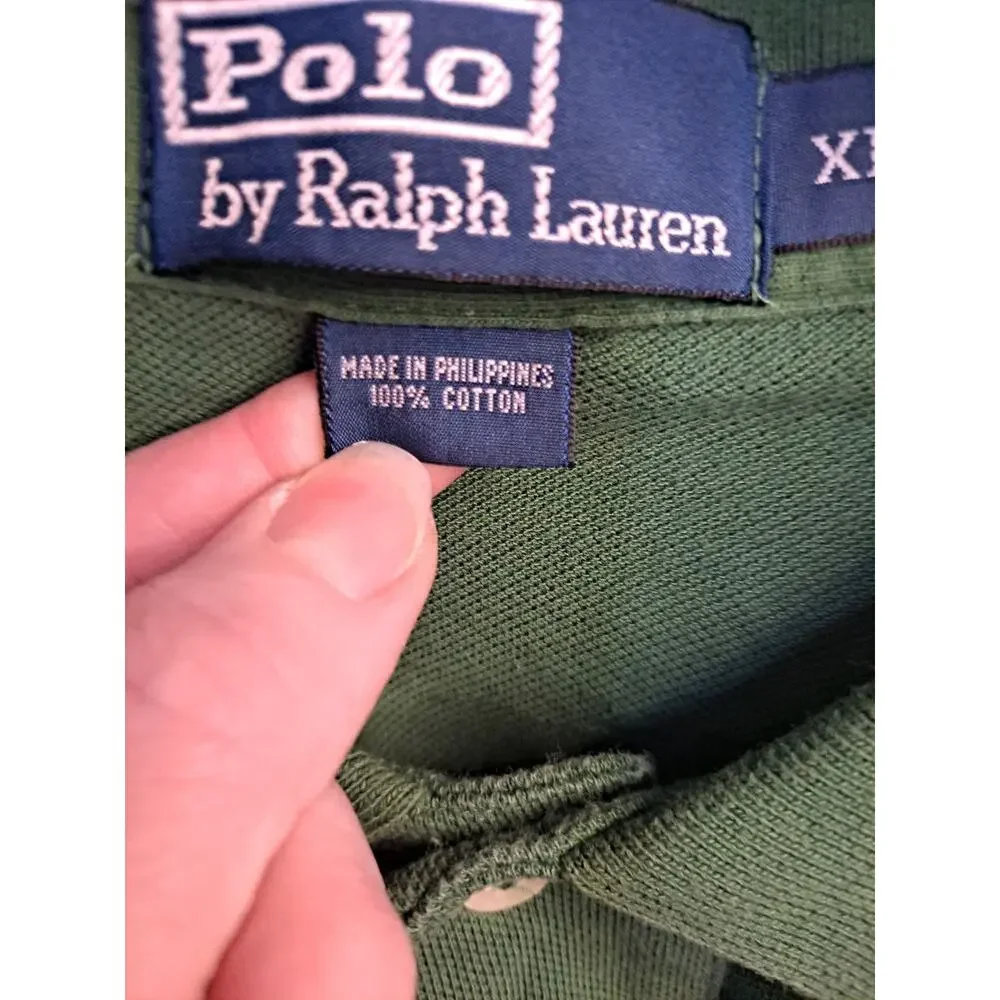 Polo by Ralph Lauren Men Green Logo Embroidered Short Sleeve‎ Polo Shirt Size XL